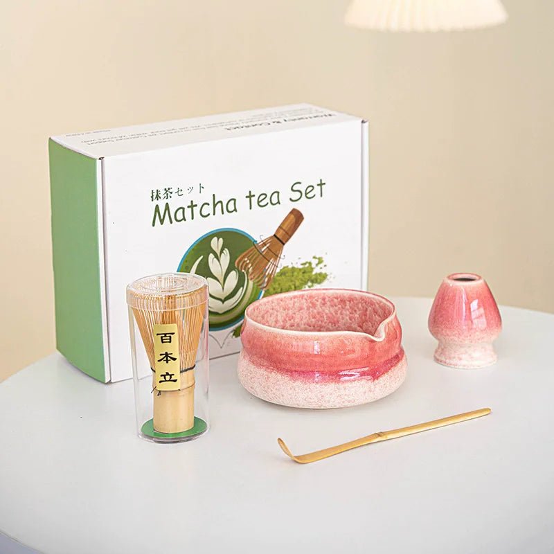 Coffret Matcha Corail – Rituel Japonais avec Fouet Bambou - Oshi Matcha
