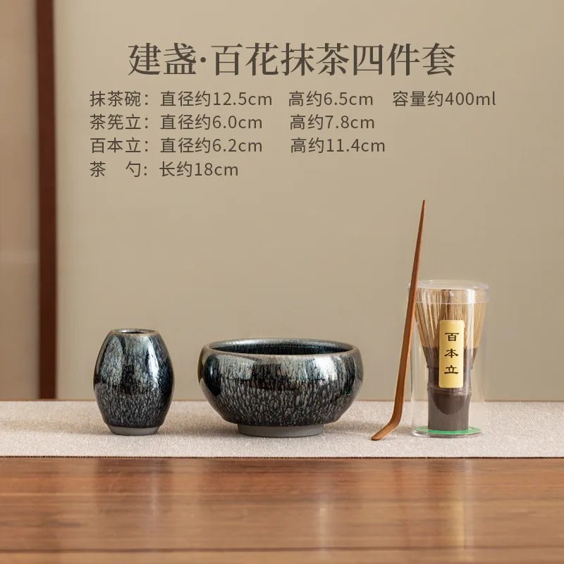 Coffret Matcha Noir Jian Zhan – Rituel Japonais avec Fouet Bambou - Oshi Matcha