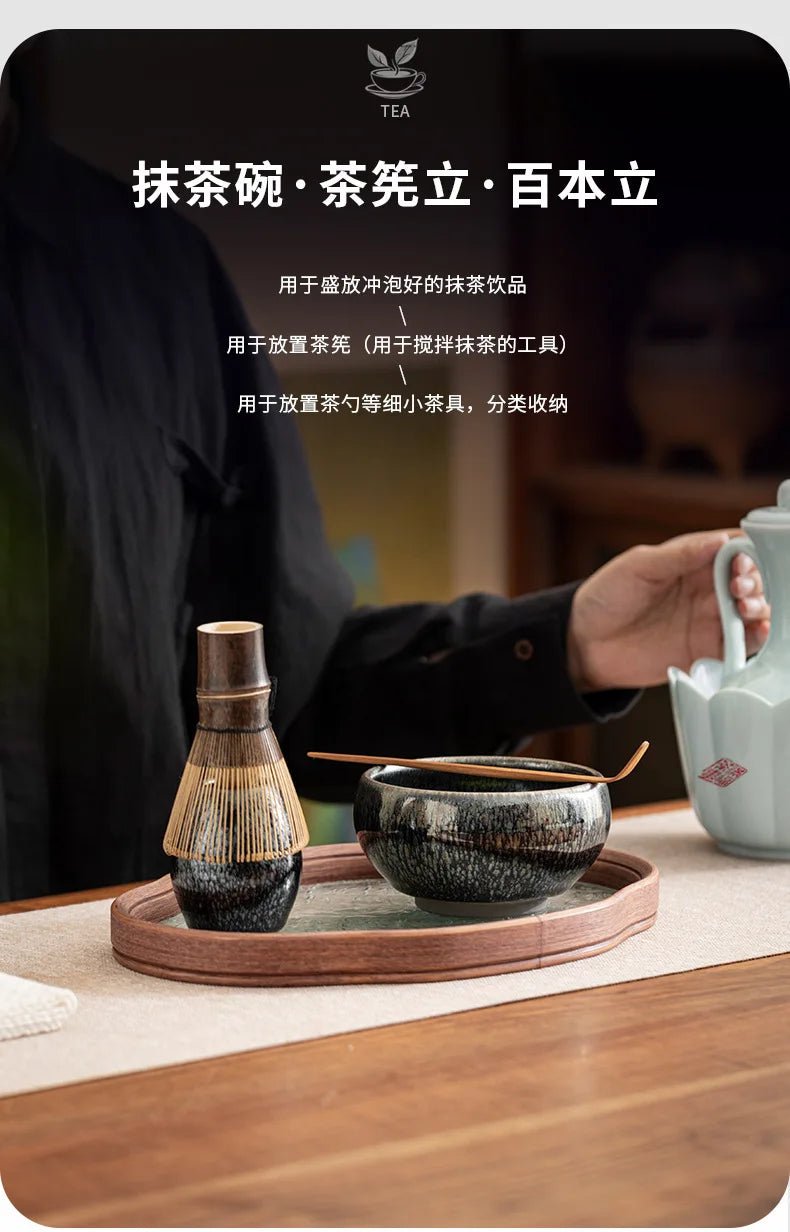 Coffret Matcha Noir Jian Zhan – Rituel Japonais avec Fouet Bambou - Oshi Matcha