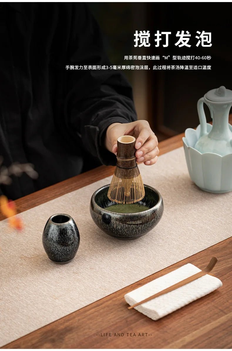 Coffret Matcha Noir Jian Zhan – Rituel Japonais avec Fouet Bambou - Oshi Matcha