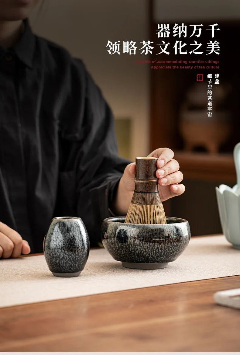 Coffret Matcha Noir Jian Zhan – Rituel Japonais avec Fouet Bambou - Oshi Matcha