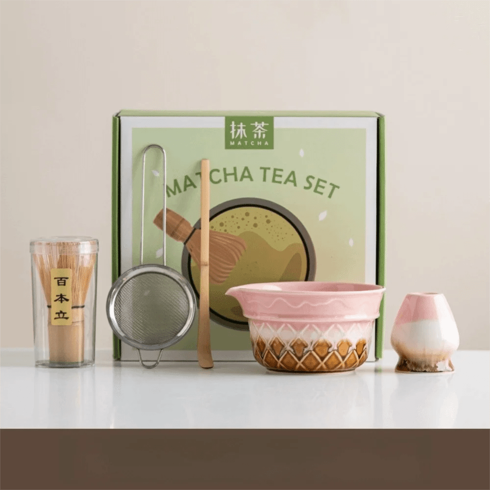 Kit Matcha Dégradé Rose – Bol Matcha avec Bec Verseur et Fouet Matcha pour THÉ MATCHA - Oshi Matcha