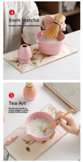 Charger l'image dans la visionneuse de la galerie, Kit Matcha Dégradé Rose – Bol Matcha avec Bec Verseur et Fouet Matcha pour THÉ MATCHA - Oshi Matcha
