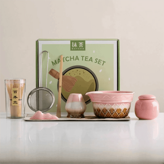 Kit Matcha Dégradé Rose – Bol Matcha avec Bec Verseur et Fouet Matcha pour THÉ MATCHA - Oshi Matcha