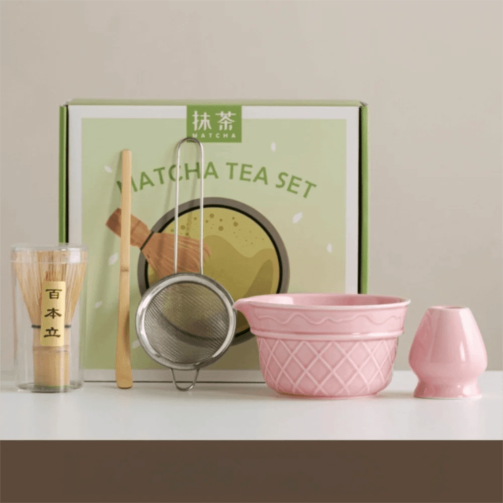 Kit Matcha Dégradé Rose – Bol Matcha avec Bec Verseur et Fouet Matcha pour THÉ MATCHA - Oshi Matcha