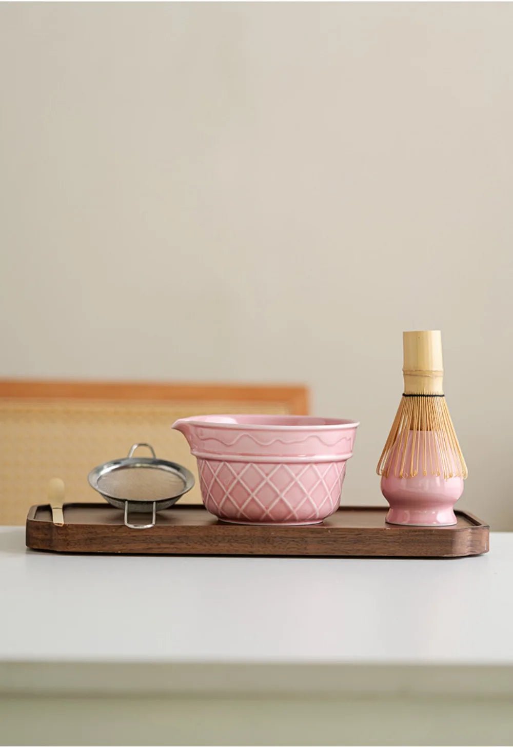 Kit Matcha Dégradé Rose – Bol Matcha avec Bec Verseur et Fouet Matcha pour THÉ MATCHA - Oshi Matcha