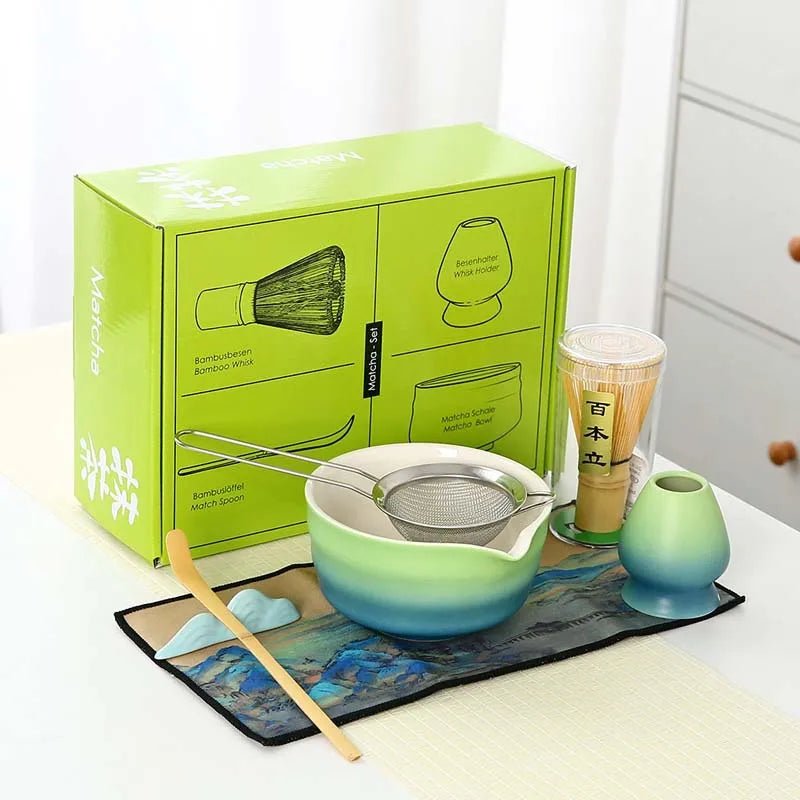 Kit Matcha Dégradé Vert – Bol Matcha Céramique et Fouet Matcha pour THÉ MATCHA - Oshi Matcha