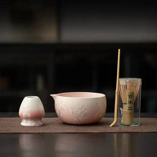 Kit Matcha Élégance Rose – Bol Matcha Céramique et Fouet Matcha pour THÉ MATCHA - Oshi Matcha