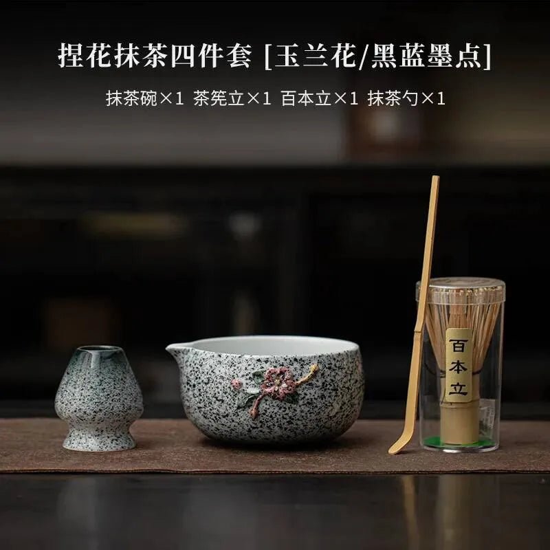 Kit Matcha Fleur Artisanale – Bol Matcha Céramique et Fouet Matcha pour THÉ MATCHA - Oshi Matcha