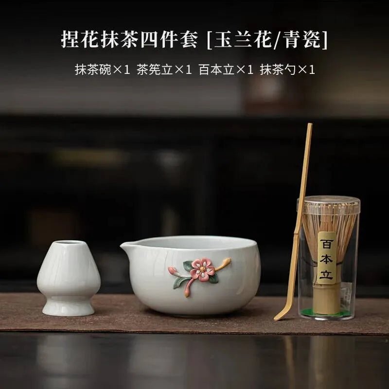 Kit Matcha Fleur Artisanale – Bol Matcha Céramique et Fouet Matcha pour THÉ MATCHA - Oshi Matcha