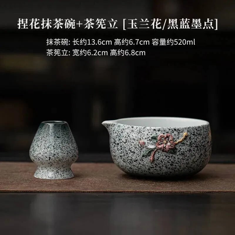 Kit Matcha Fleur Artisanale – Bol Matcha Céramique et Fouet Matcha pour THÉ MATCHA - Oshi Matcha