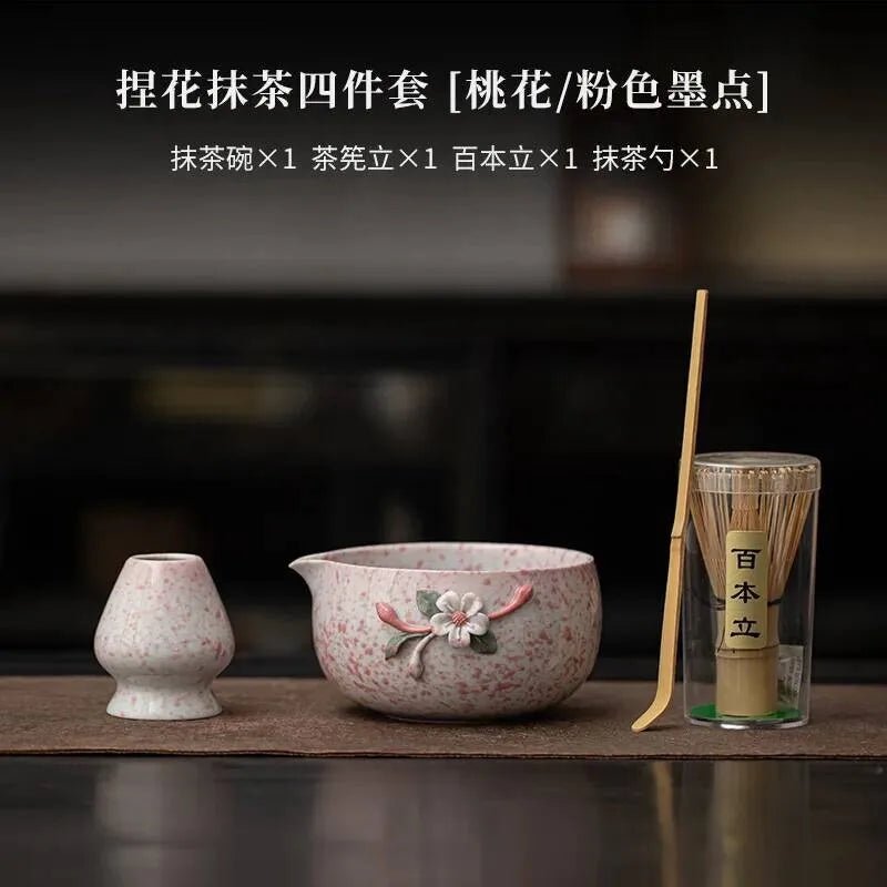 Kit Matcha Fleur Artisanale – Bol Matcha Céramique et Fouet Matcha pour THÉ MATCHA - Oshi Matcha