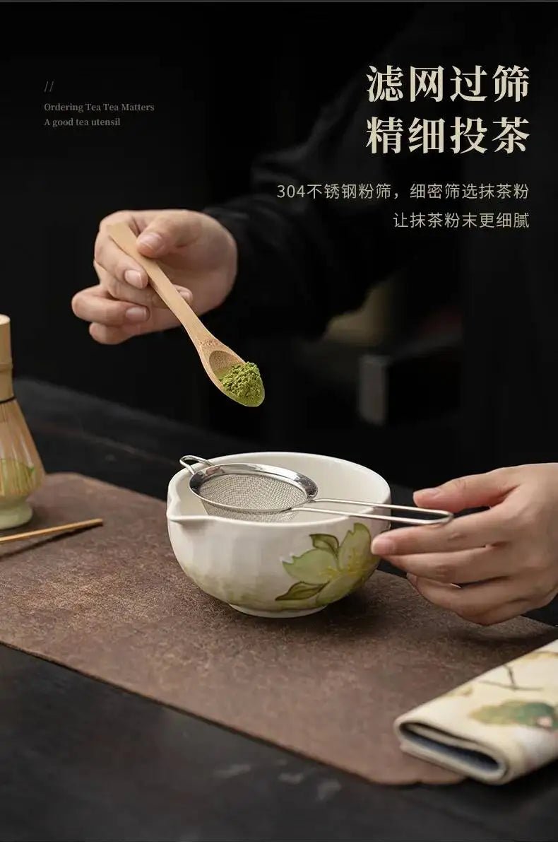 Kit Matcha Floral Japonais – Bol Matcha Fleuri et Fouet Matcha pour THÉ MATCHA - Oshi Matcha