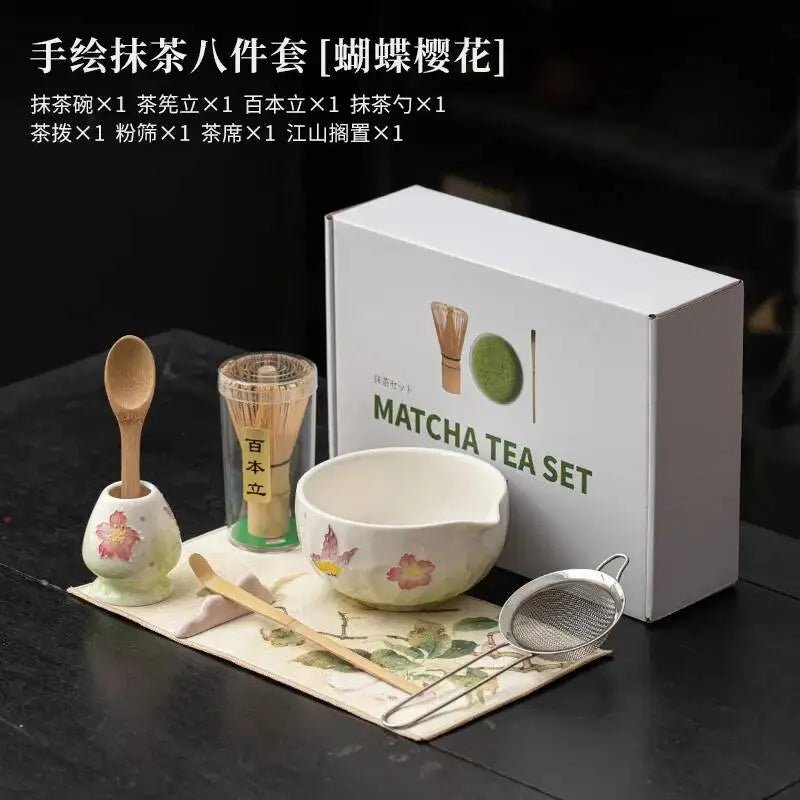Kit Matcha Floral Japonais – Bol Matcha Fleuri et Fouet Matcha pour THÉ MATCHA - Oshi Matcha