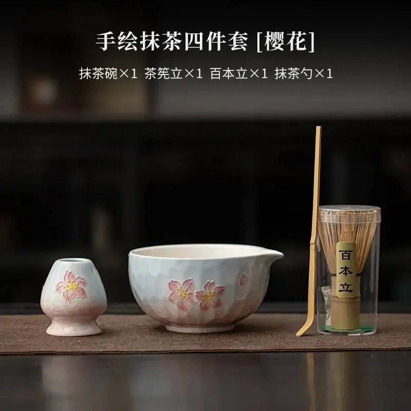 Kit Matcha Floral Japonais – Bol Matcha Fleuri et Fouet Matcha pour THÉ MATCHA - Oshi Matcha