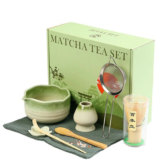 Kit Matcha Floral Vert – Bol Matcha Céramique et Fouet Matcha pour THÉ MATCHA - Oshi Matcha