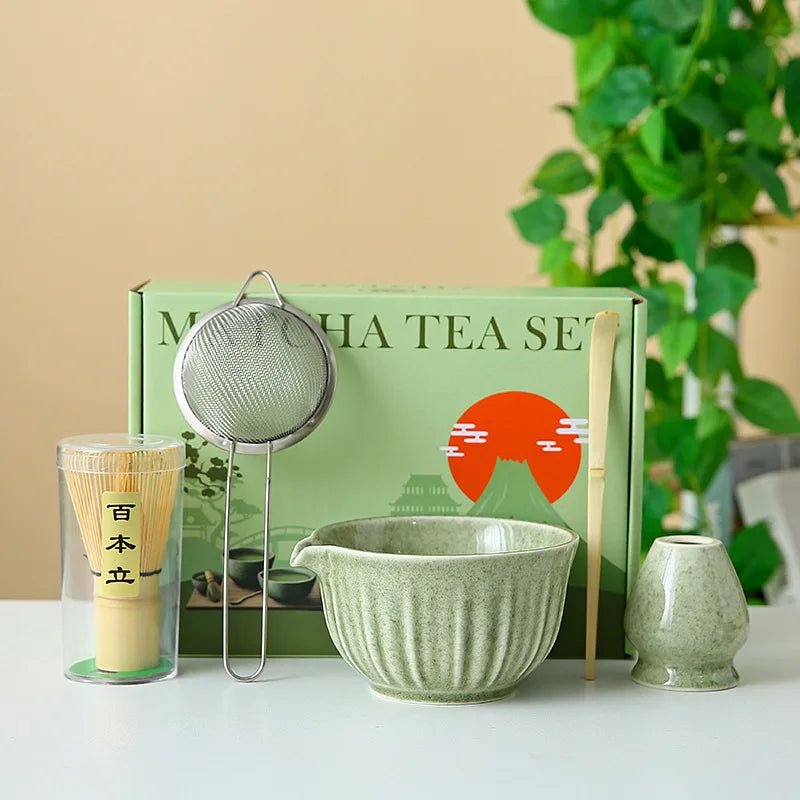 Kit Matcha Floral Vert – Bol Matcha Céramique et Fouet Matcha pour THÉ MATCHA - Oshi Matcha