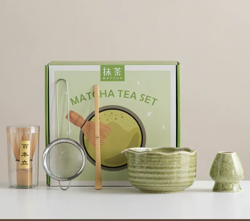 Kit Matcha Floral Vert – Bol Matcha Céramique et Fouet Matcha pour THÉ MATCHA - Oshi Matcha