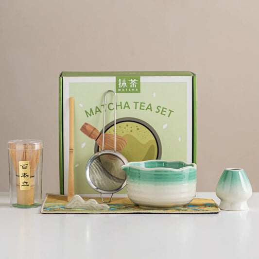 Kit Matcha Floral Vert – Bol Matcha Céramique et Fouet Matcha pour THÉ MATCHA - Oshi Matcha