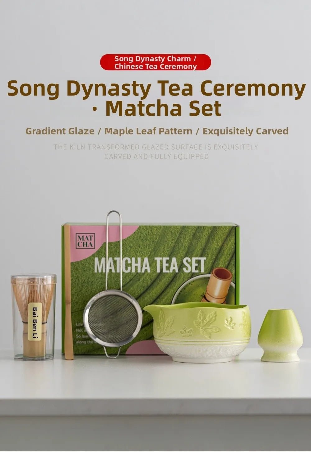 Kit Matcha Japonais Complet – Bol Matcha Vert, Fouet Matcha et Accessoires pour THÉ MATCHA - Oshi Matcha