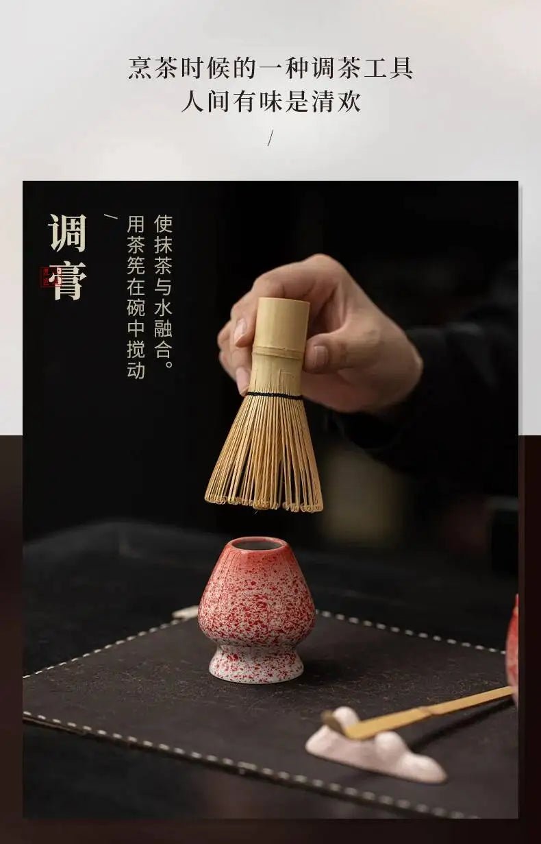 Kit Matcha Rouge Japonais – Bol Matcha Texturé et Fouet Matcha pour THÉ MATCHA - Oshi Matcha