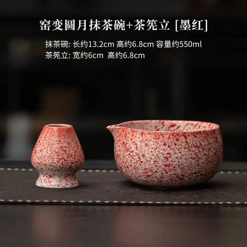 Kit Matcha Rouge Japonais – Bol Matcha Texturé et Fouet Matcha pour THÉ MATCHA - Oshi Matcha