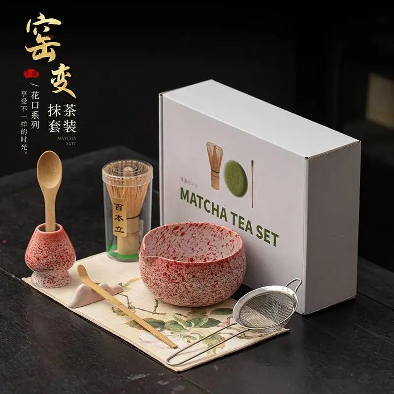 Kit Matcha Rouge Japonais – Bol Matcha Texturé et Fouet Matcha pour THÉ MATCHA - Oshi Matcha