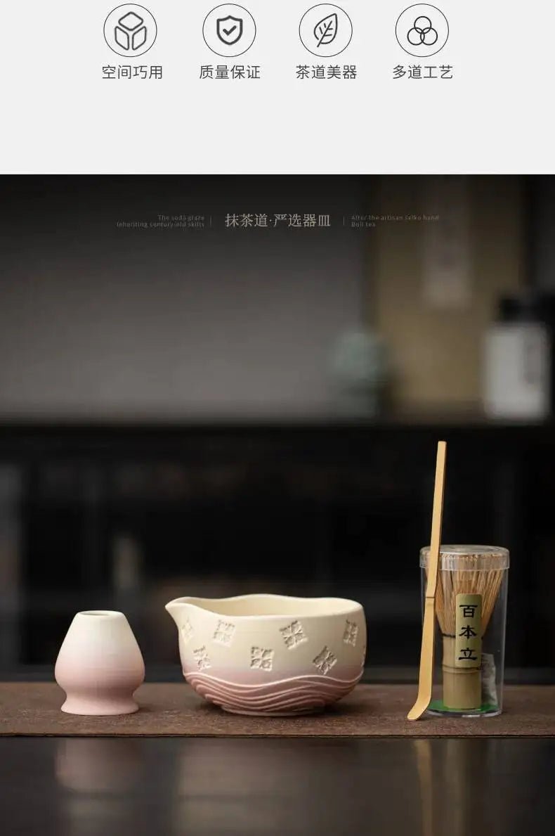 Kit Matcha Sakura Dégradé – Bol Matcha Céramique et Fouet Matcha pour THÉ MATCHA - Oshi Matcha