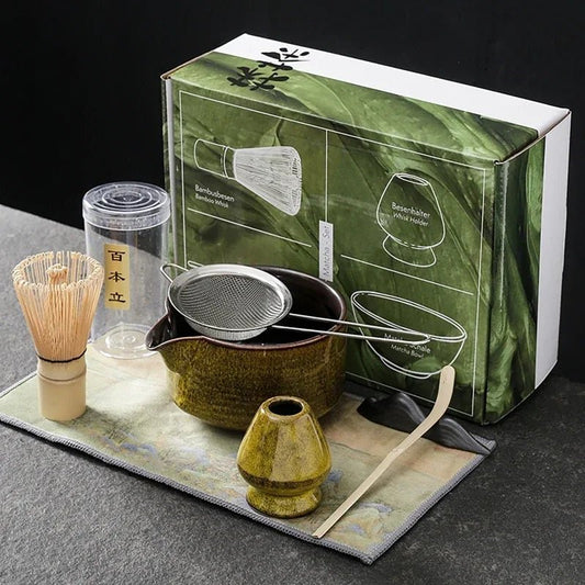 Kit Matcha – The Matcha – Bleu Nuit avec Bol Céramique et Fouet Bambou - Oshi Matcha