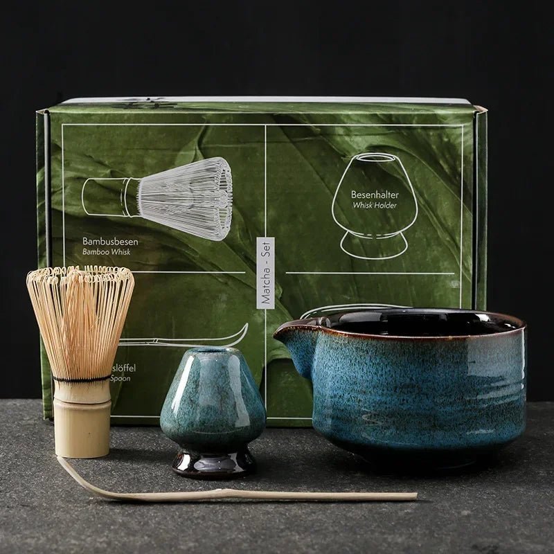 Kit Matcha – The Matcha – Bleu Nuit avec Bol Céramique et Fouet Bambou - Oshi Matcha