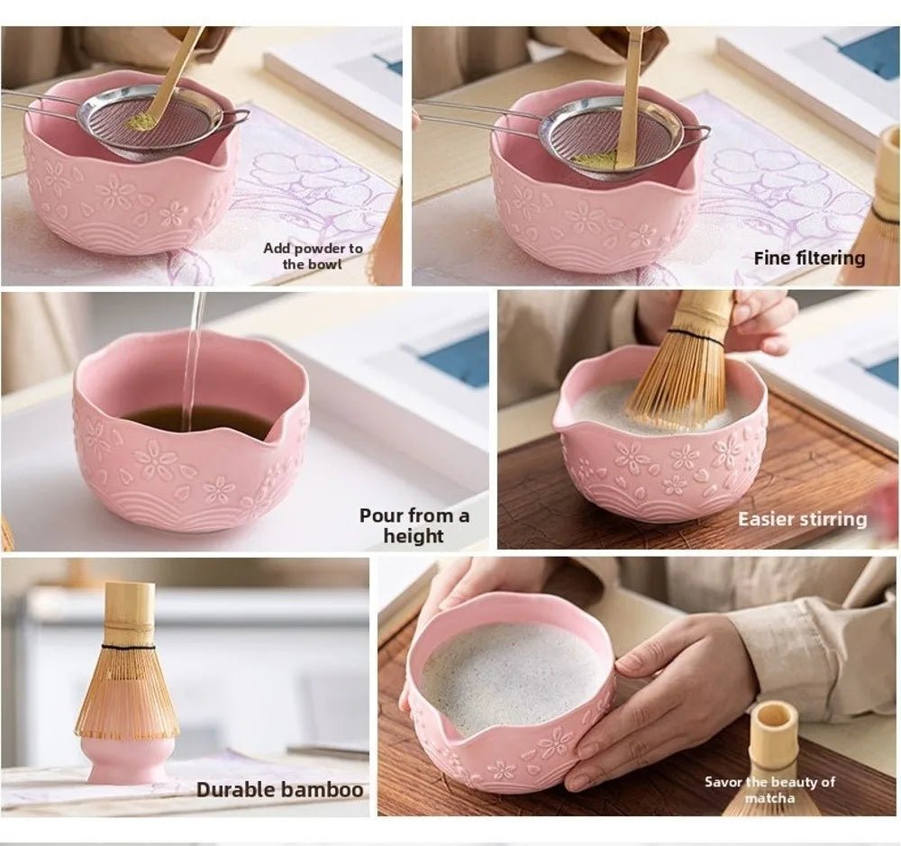 Kit Matcha – The Matcha – Céramique Sakura avec Ensemble Complet - Oshi Matcha