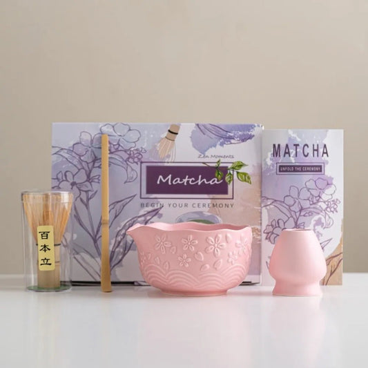 Kit Matcha – The Matcha – Sakura Rose avec Bol Verseur et Fouet Bambou - Oshi Matcha
