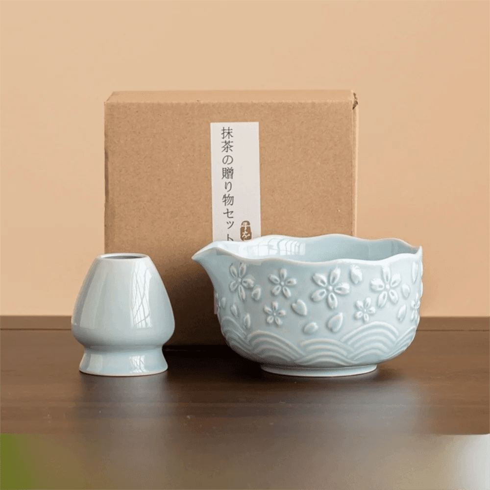 Kit Matcha – The Matcha – Sakura Rose avec Bol Verseur et Fouet Bambou - Oshi Matcha