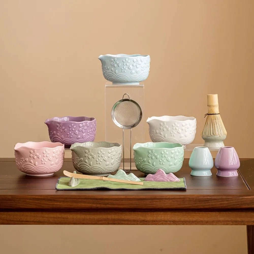 Kit Matcha – The Matcha – Sakura Rose avec Bol Verseur et Fouet Bambou - Oshi Matcha