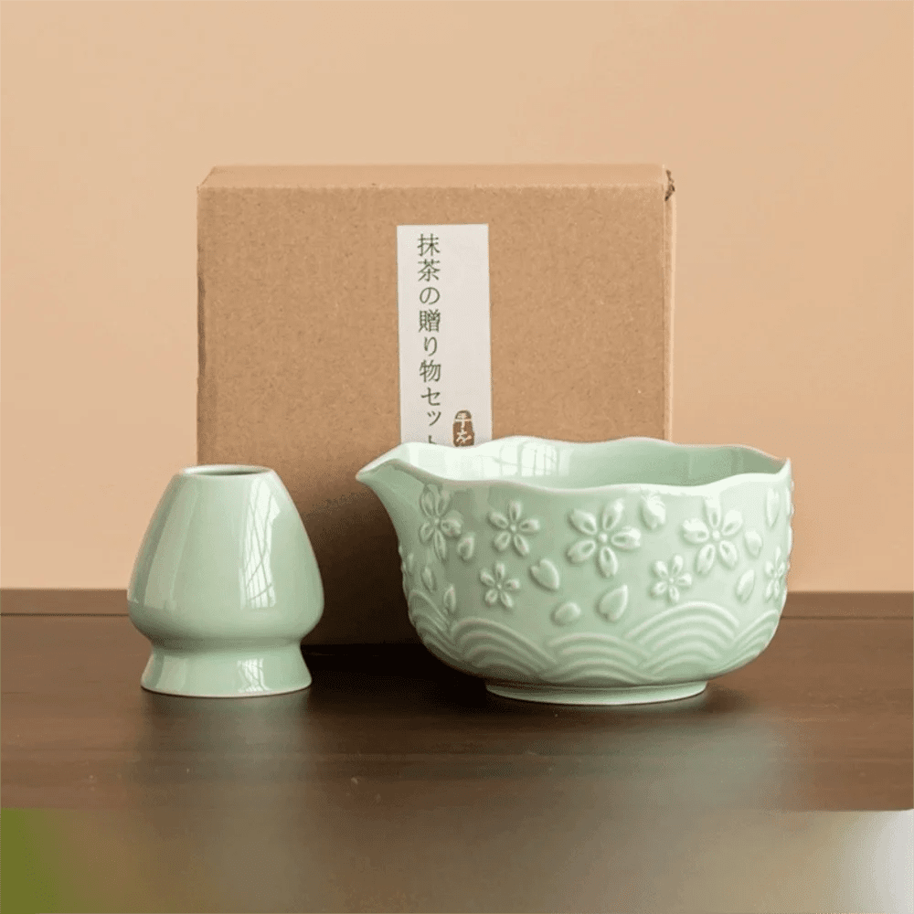 Kit Matcha – The Matcha – Sakura Rose avec Bol Verseur et Fouet Bambou - Oshi Matcha