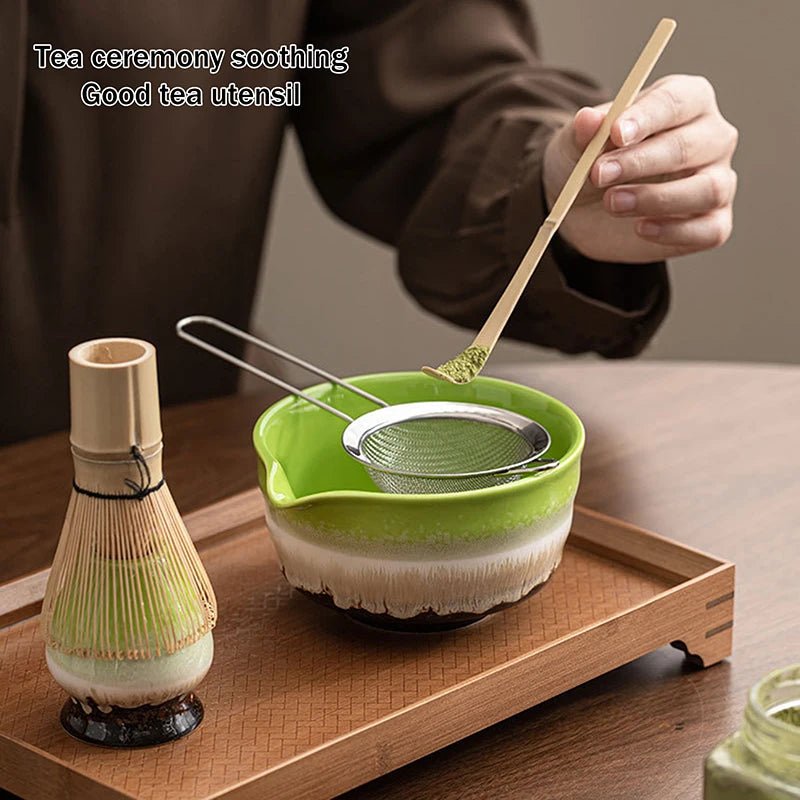 Kit Matcha – The Matcha – Vert Naturel avec Bol, Plateau et Fouet Bambou - Oshi Matcha