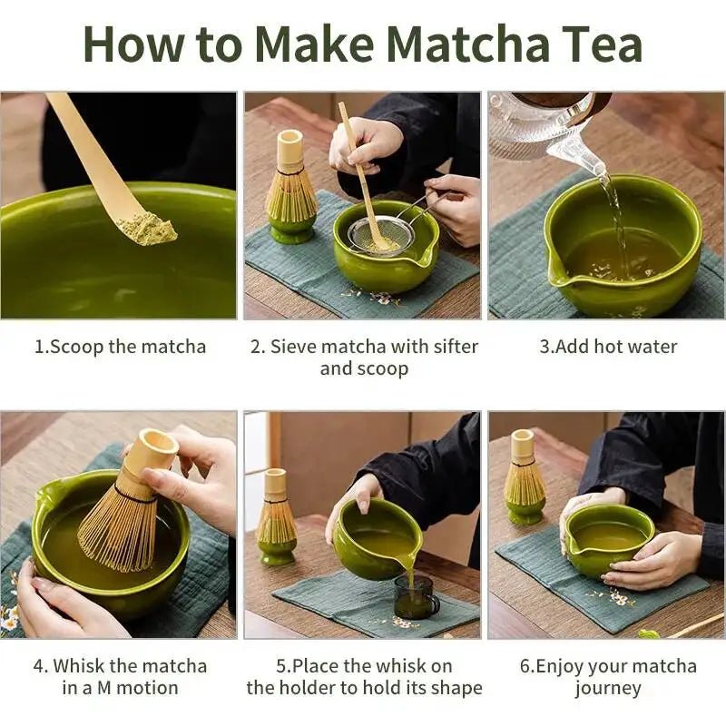Kit Matcha Traditionnel Vert – Bol Matcha Céramique et Fouet Matcha pour THÉ MATCHA - Oshi Matcha
