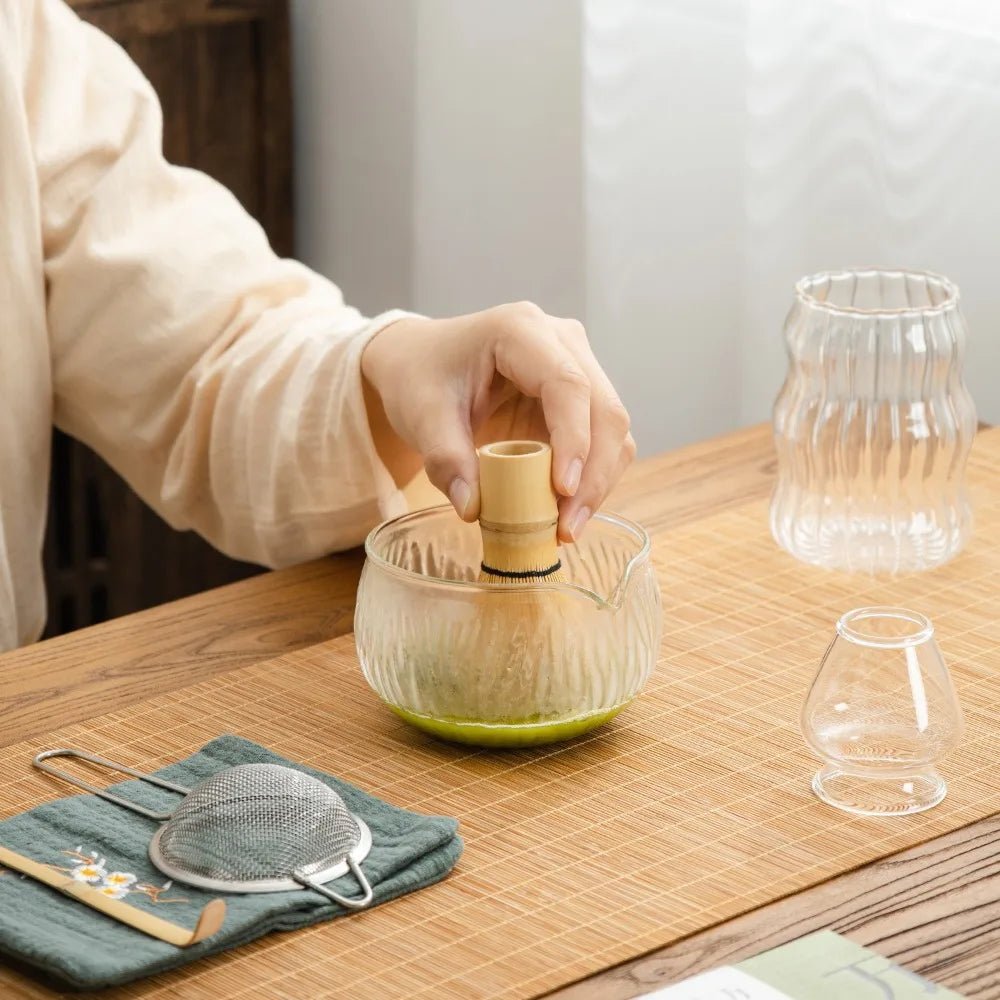 Kit Matcha Verre – Bol Matcha Transparent et Fouet Matcha pour THÉ MATCHA - Oshi Matcha