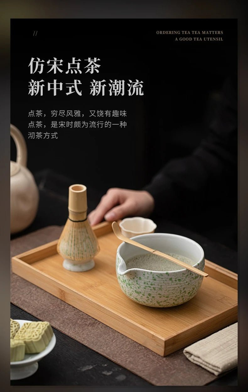 Kit Matcha Vert Moucheté – Set Matcha Cérémonie pour THÉ MATCHA - Oshi Matcha