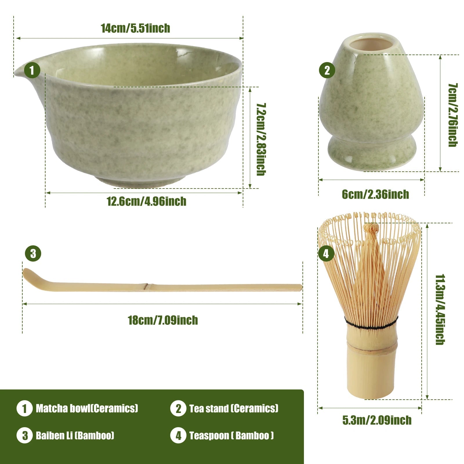 Kit Matcha Vert – Set Matcha Cérémonie avec Bol Verseur - Oshi Matcha