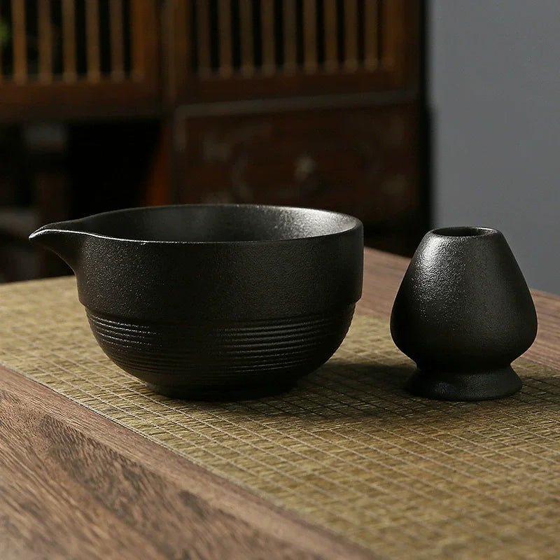 Rituel Matcha Marron – Set Céramique avec Fouet Bambou - Oshi Matcha